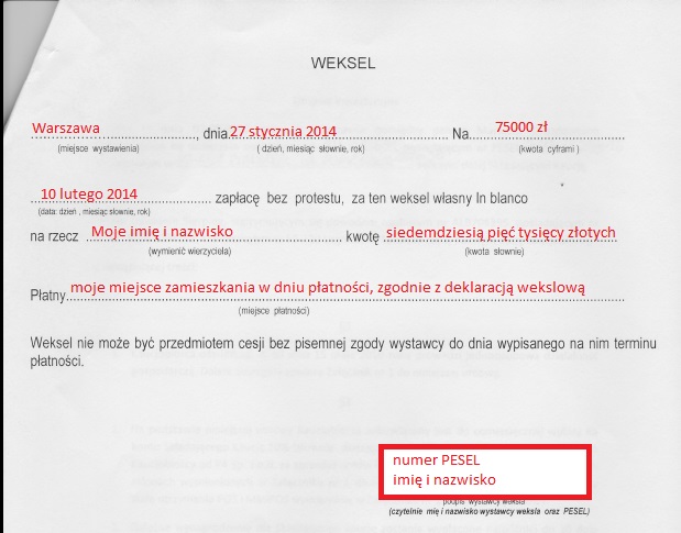 przykład wypełnienia